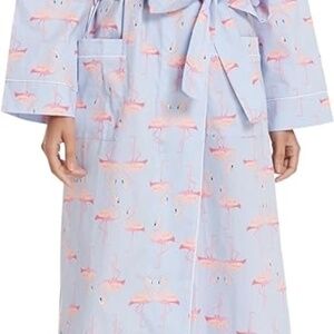 NWT Lavenderi Women’s 100% Cotton Kimono Lounge Bathrobe- Flamingo Sz L